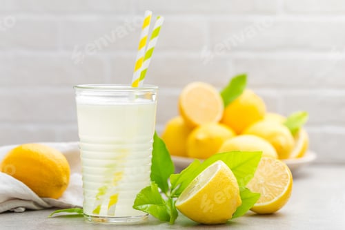 Preview: Lemonade. Drink with fresh lemons. Lemon cocktail with juice.