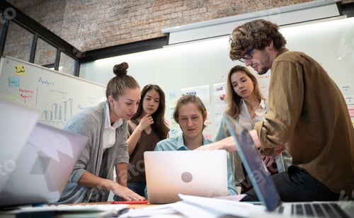 Preview: Business people team meeting for new ideas about project business in modern office