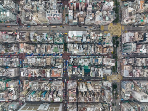 Preview: Sham Shui Po, Hong Kong 28 December 2021: Top down view of Hong Kong city