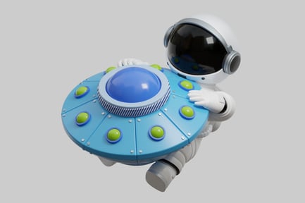 Preview: Cartoon astronaut with flying saucer
