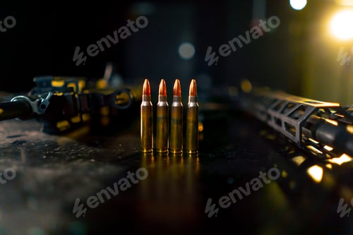 Preview: in a professional shooting range on a black table gun shop professional equipment introductory