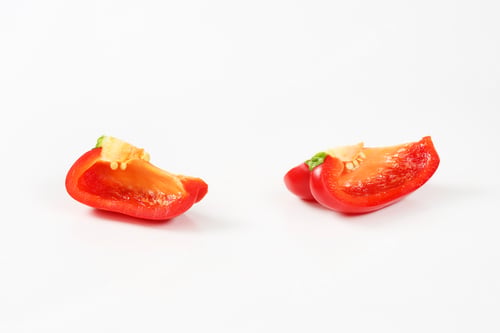 Preview: Two red bell pepper quarters