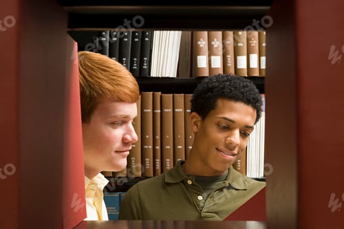 Preview: Two students reading in the library