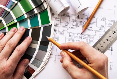 Preview: Architect workplace top view