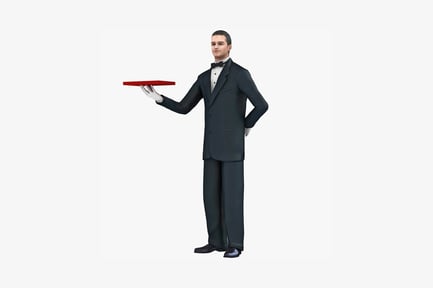Preview: Man in formal attire with tray