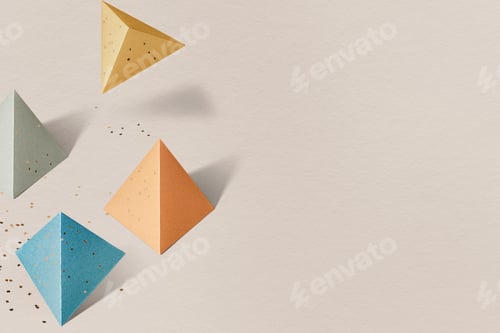 Preview: 3D colorful paper craft pentahedron patterned background