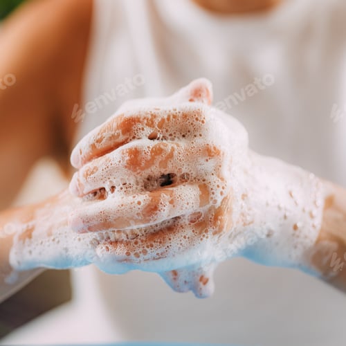 Preview: Obsessive compulsive disorder concept. Woman Obsessively Washing her Hands.