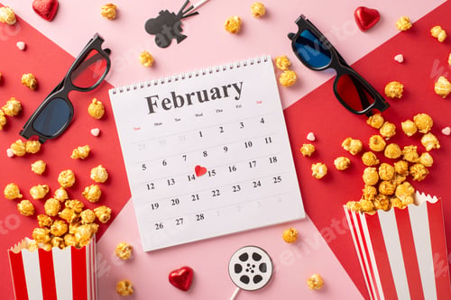 Preview: February calendar with 3D glasses, popcorn