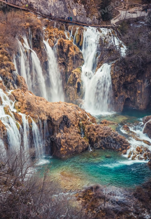 Preview: Vertical shot of Plitvice Lakes National Park in Croatia