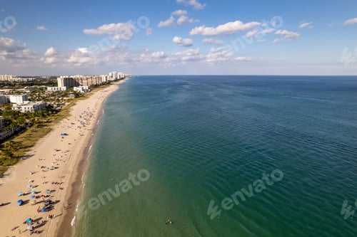 Preview: Aerial view of the sandy beach divided with waters in Fort Lauderdale, Florida