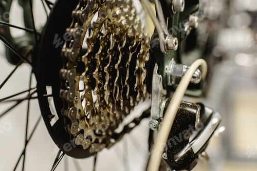 Preview: cassette on the rear wheel of a mountain bike to change gears.