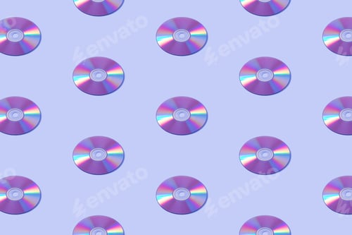 Preview: Database multimedia disk computer pattern on purple velvet background.