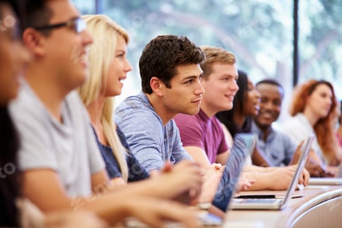 Preview: Class Of University Students Using Laptops In Lecture