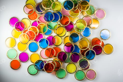 Preview: Bright and transparent colored coins to play learn to count.