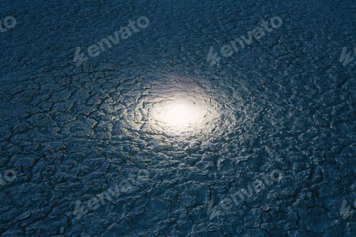 Preview: Small bright glowing light on playa at dusk, Black Rock Desert, Nevada