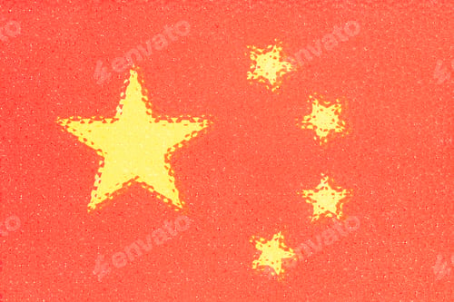 Preview: China flag abstract background texture. Textured glass photographic effect