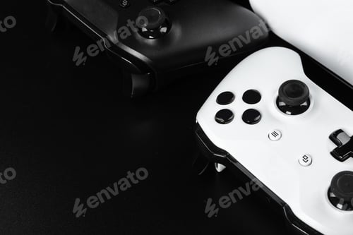 Preview: VR virtual reality glasses on a black table.