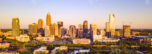 Preview: Aerial Fly in Over Charlotte North Carolina Downtown City Skyline