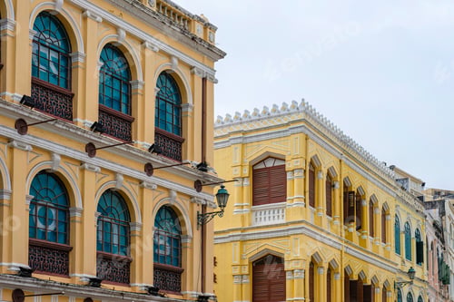 Preview: Yellow building facade in sino portuguese style a unique architectural in old town
