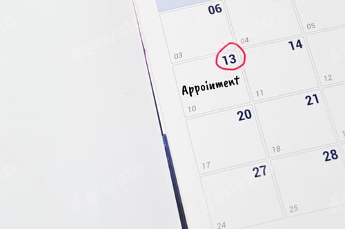 Preview: Calender with date highlight for appointment. Business concept.