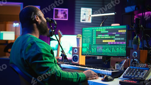 Preview: African american artist composing a new soundtrack for a project