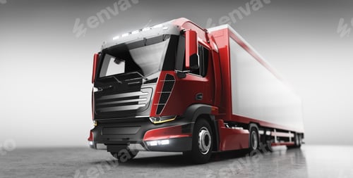 Preview: Truck with cargo trailer. Transport, shipping industry.