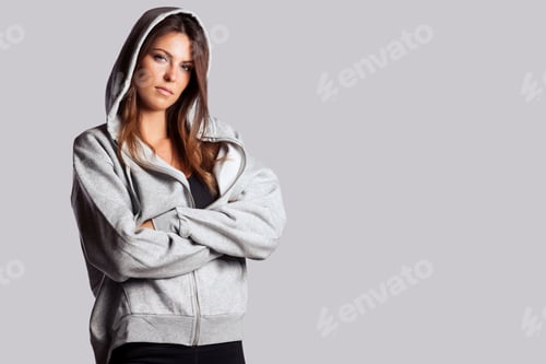 Preview: Sportive sensual model on gray