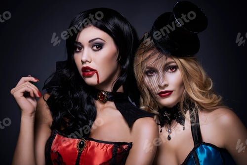 Preview: Picture of two women wearing halloween make up