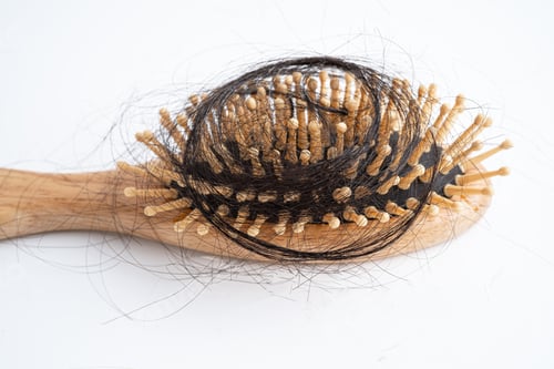 Preview: Hair loss fall with comb bush serious problem health, beauty and cosmetic concept.