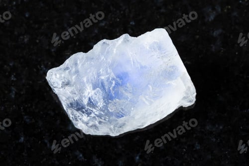 Preview: sample of raw adularia moonstone mineral on black