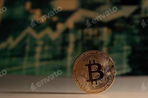 Preview: Golden coin with bitcoin symbol