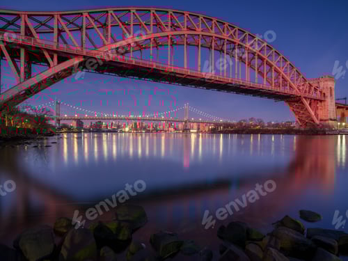 Preview: Robert F. Kennedy Bridge and Midtown at sunrise with long exposure
