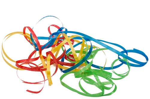 Preview: Multicolored streamer, isolated on white background