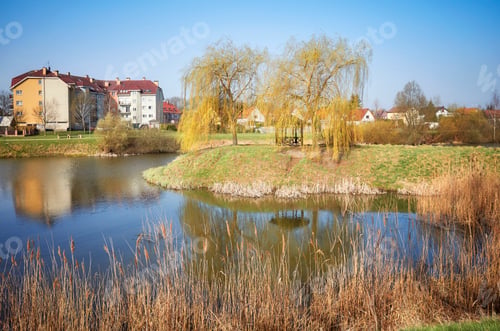 Preview: Residential district with a pond park.