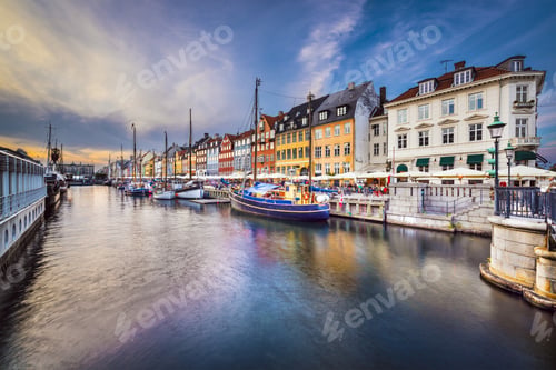 Preview: Copenhagen, Denmark At Nyhavn Canal At Dusk.