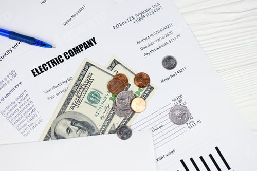 Preview: Abstract American electricity bill. Concept of saving money by using energy savings