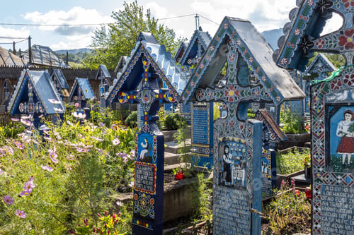 Preview: Traditional Graves in Merry Cemetery in Maramures Region of Romania