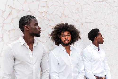 Preview: multiracial people on street with serious expression