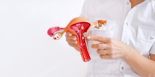 Preview: Woman Holding Model of Female Reproductive System