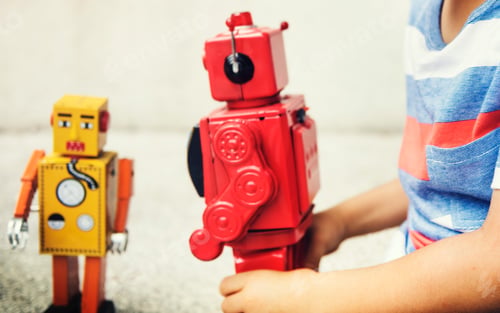 Preview: Boy Playing Robot Enjoyment Leisure Fun Concept