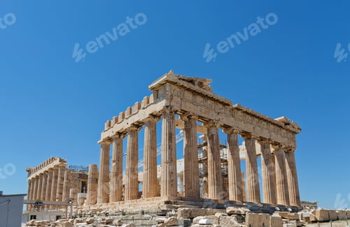 Preview: Parthenon Greece. Ancient architecture. Landscape . Blue sky and ruine