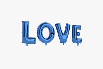 Preview: Love Foil Balloons: Metallic Blue Lettering