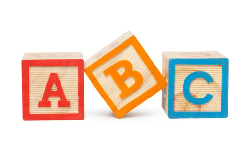 Preview: Wooden alphabet blocks isolated on white background