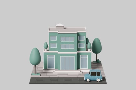 Preview: Stylized building with car and trees