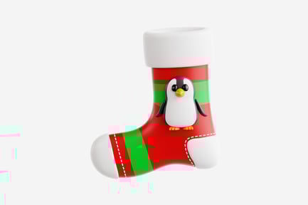 Preview: 3D Christmas Stocking with Cute Penguin