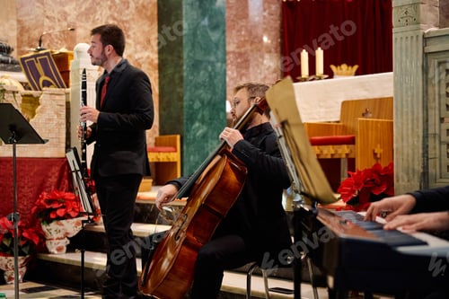 Preview: Musicians perform in a historic church during a seasonal concert event