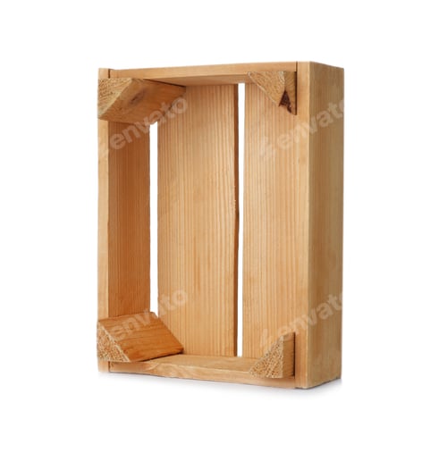Preview: Wooden crate on white background. Shipping container