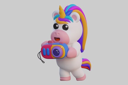 Preview: Cartoon unicorn with toy camera