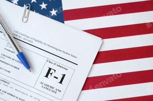 Preview: I-20 Certificate of eligibility for nonimmigrant student status blank form lies on United States