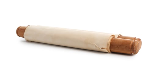 Preview: Old rolled paper scroll isolated on white